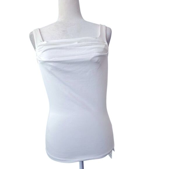 Commense White Tank Top Ruched Square Neck Wide Straps SZ S NEW - Picture 14 of 14